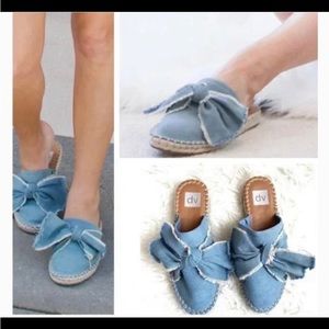 Dolce Vita DV Denim Bow Espadrille Mule Flats. Size 8